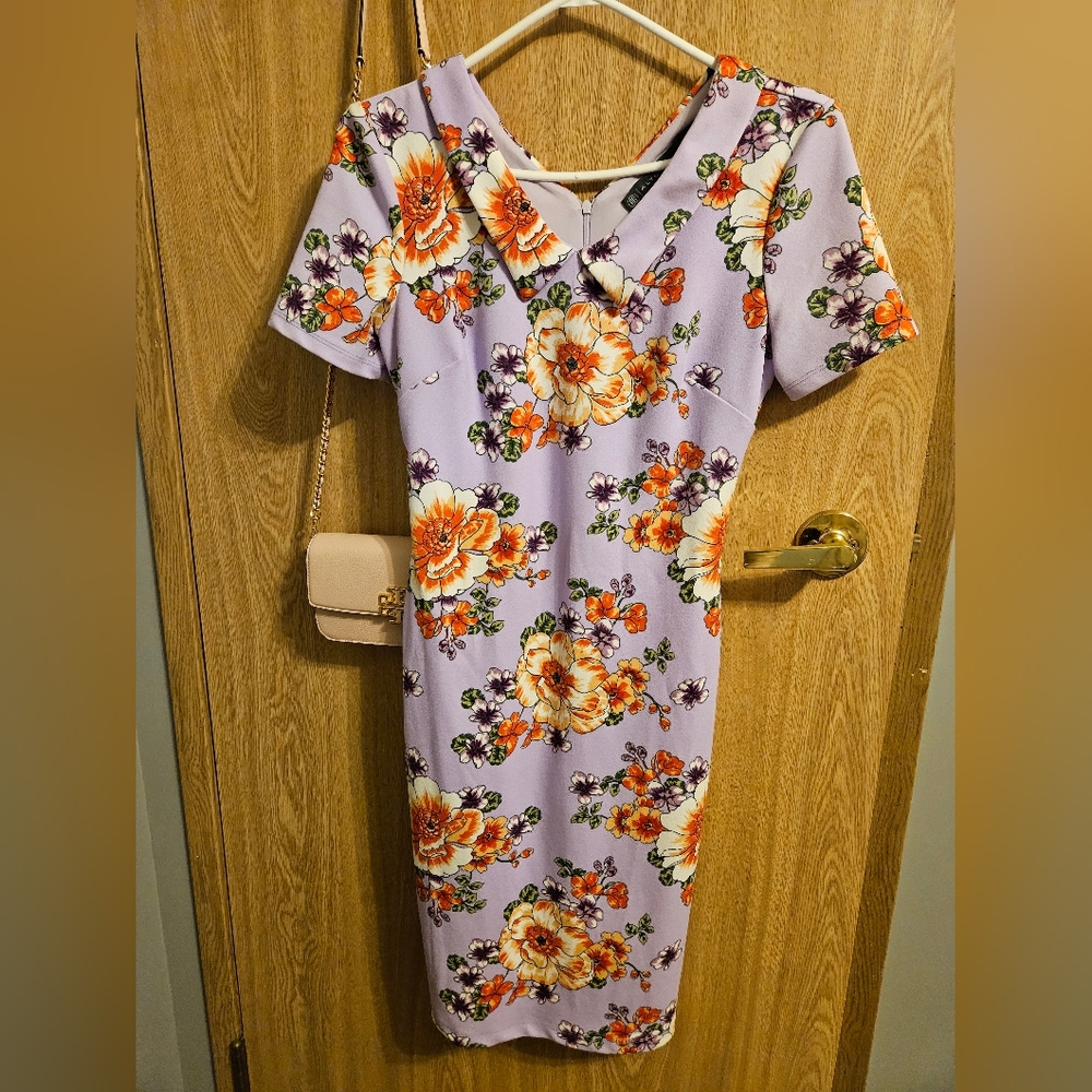 Alton Gray Lilac Floral Bodycon Dress
